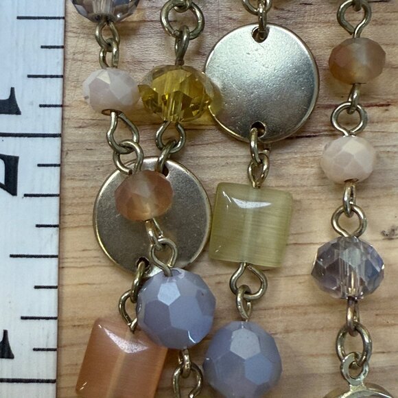 Loft Double-Strand Necklace With Iridescent Beads & Gold Accents - 20 Inches - Picture 6 of 8